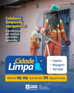 Prefeitura de Timon realiza Mutirão Cidade Limpa no bairro Miguel Arraes neste sábado (05)
